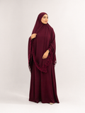 Khimar dentelle bordeau