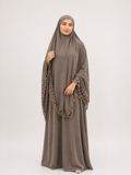 Khimar dentelle gris